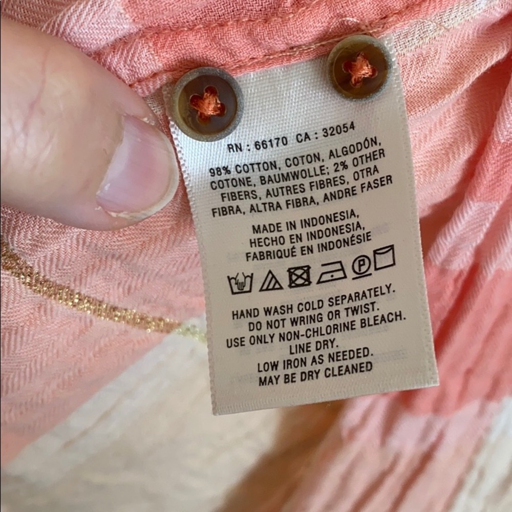 Anthro Holding Horses Peach Plaid Button Down Top - Picture 9 of 11